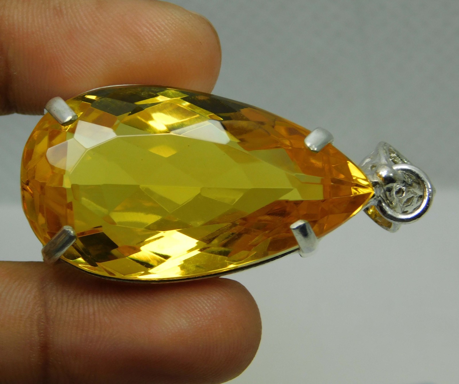 Certified 89.60 Ct Natural Yellow Topaz 925 Sterling Silver Gems Pendant