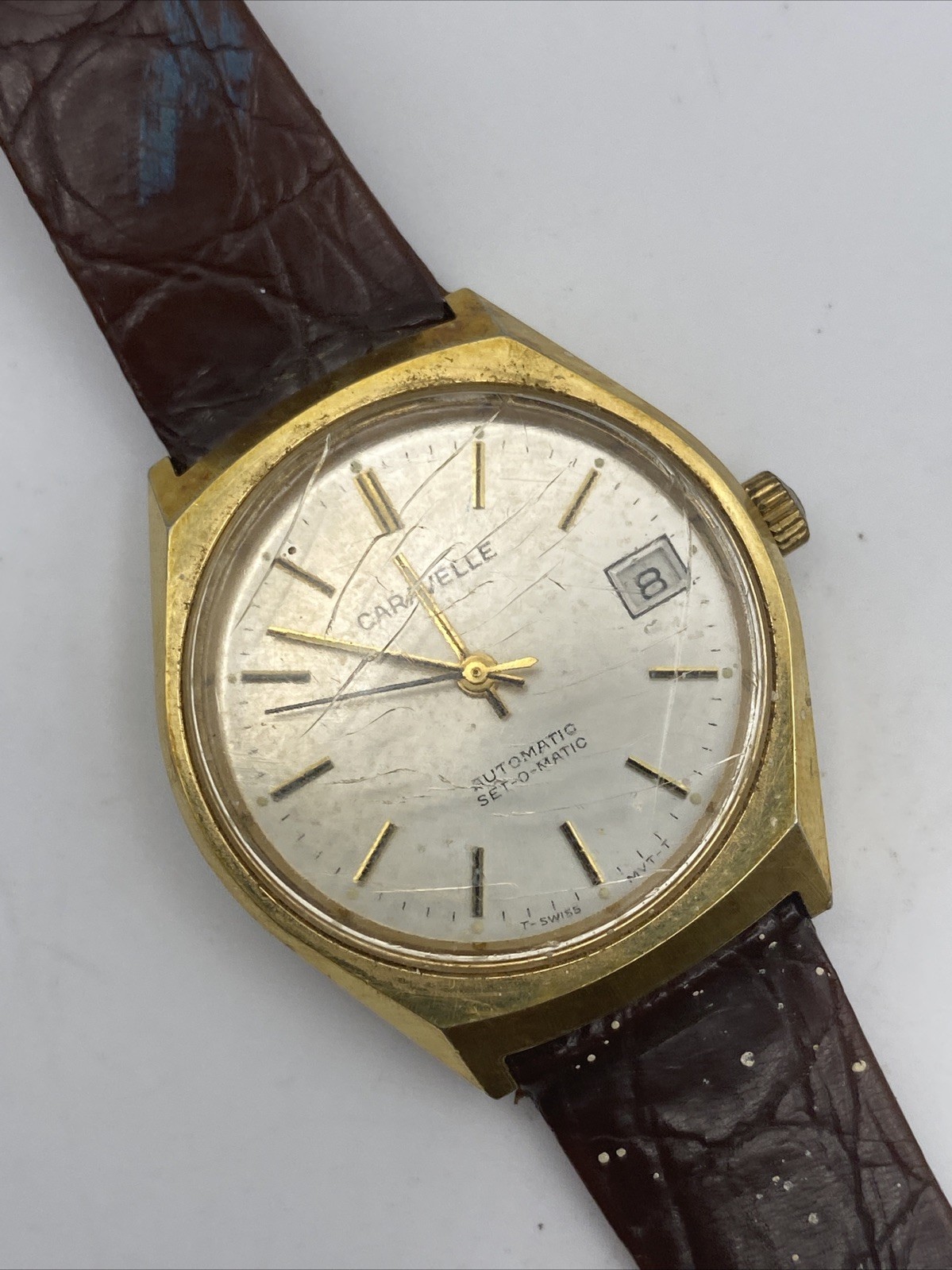 1978 Caravelle Set-O-Matic Automatic Men’s Wrist Watch Swiss Date Stainless