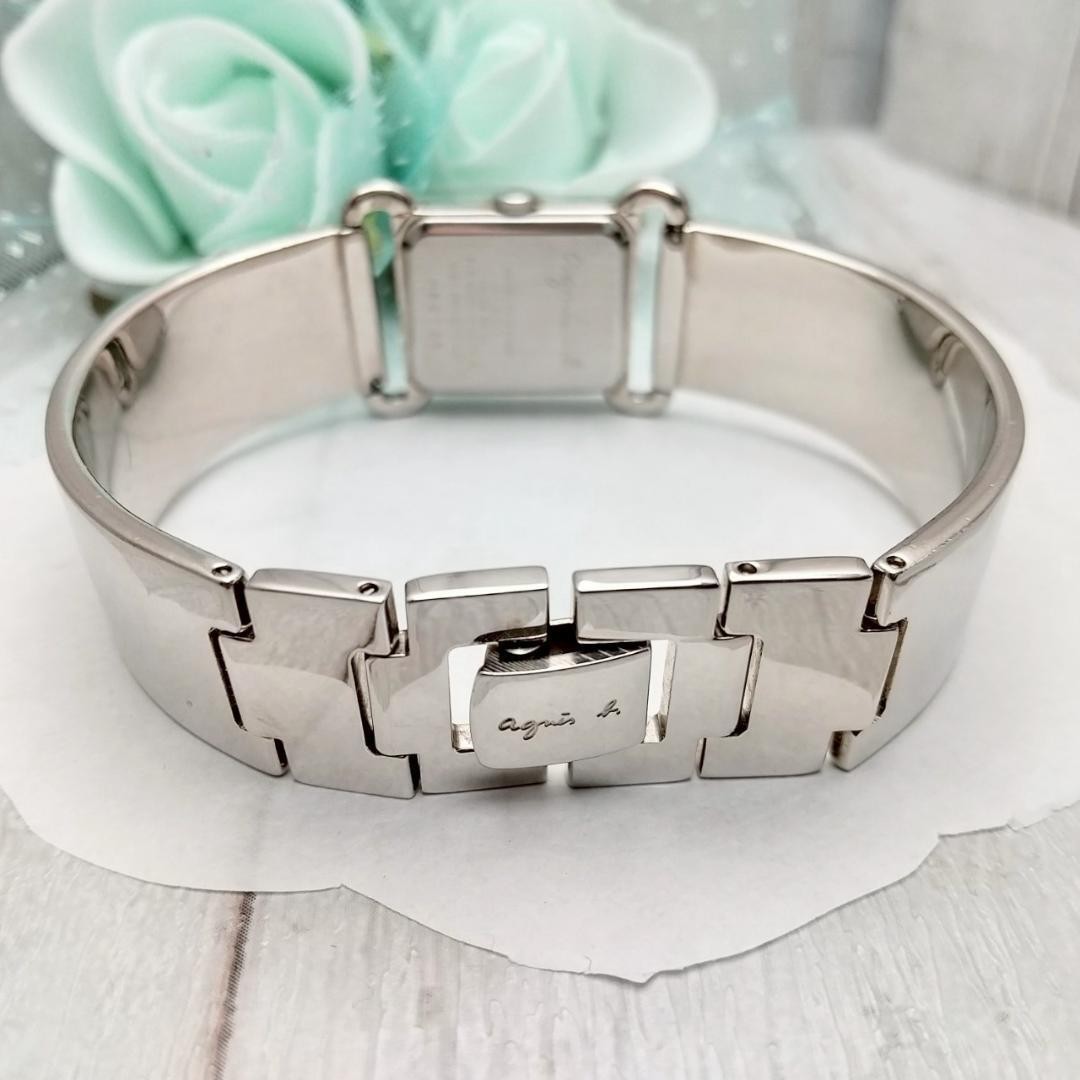 Working Agnes B Bangle Watch Rectangular Brand Logo Ladies