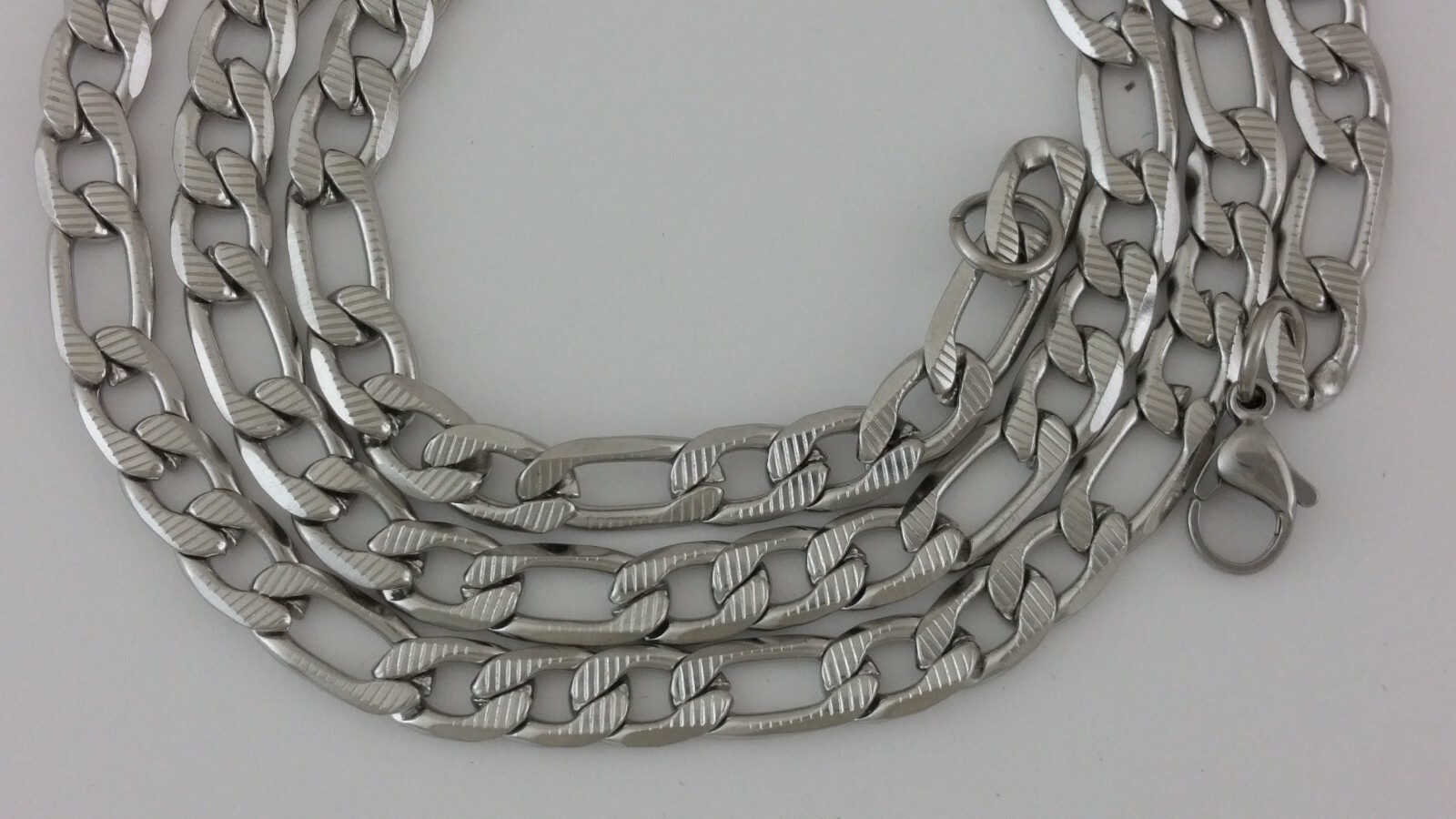 Stainless Steel Diamond Cut Figaro Link Chain Choker Necklace Anklet Bracelet