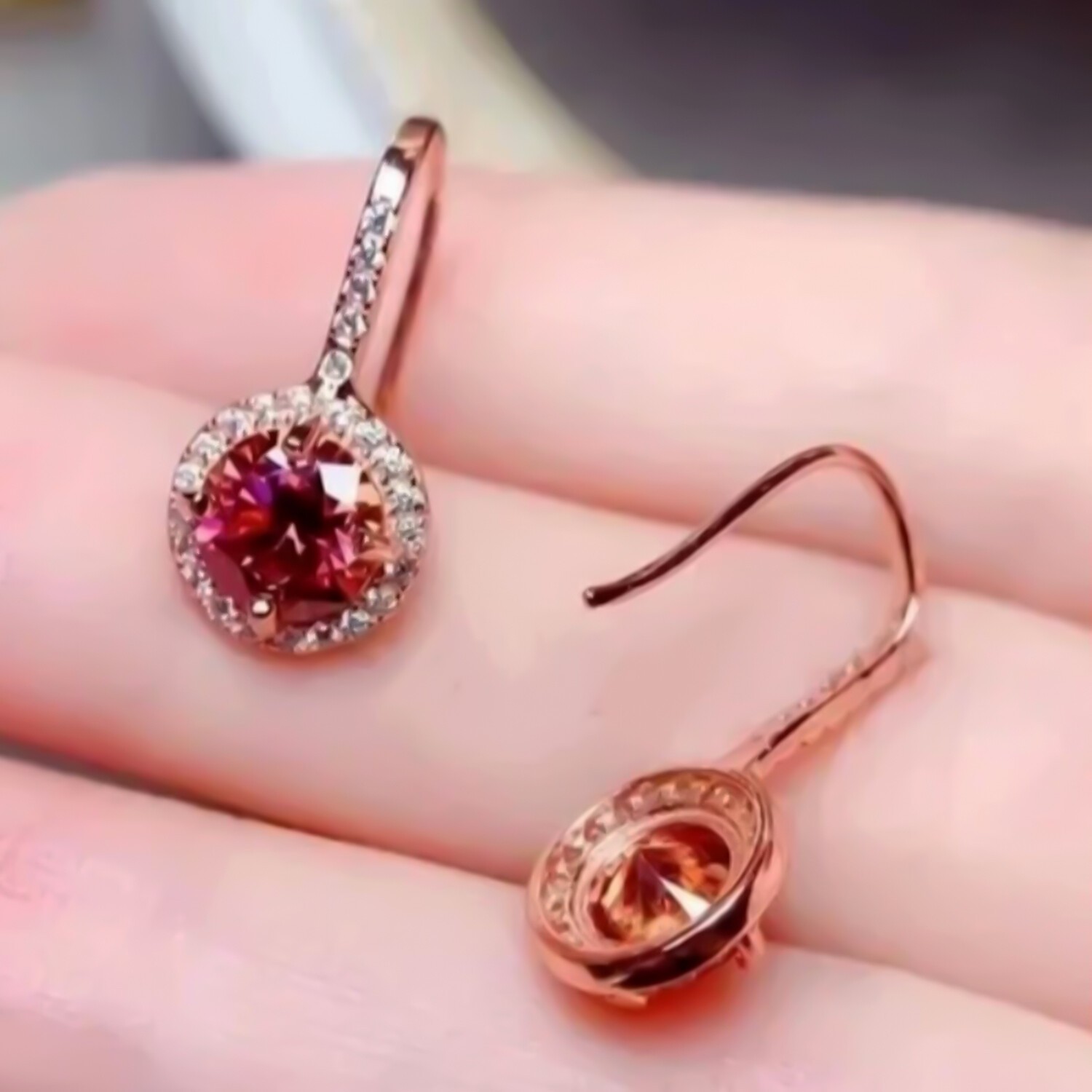 2.80 Ct Certified Pink Diamond Solitaire Earrings in 925 Silver For Anniversary