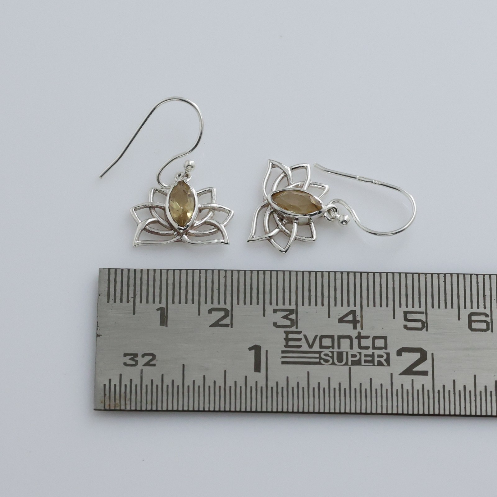 Citrine Birthstone Jewelry Silver Finish Lotus Earrings ae6655