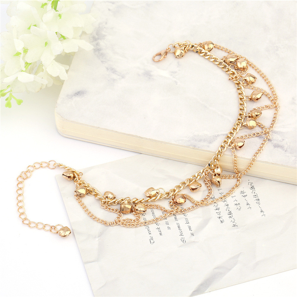 Women Bell Anklet Ankle Bracelet Chain Gold Foot Summer Beach Cute Girl Jewelry