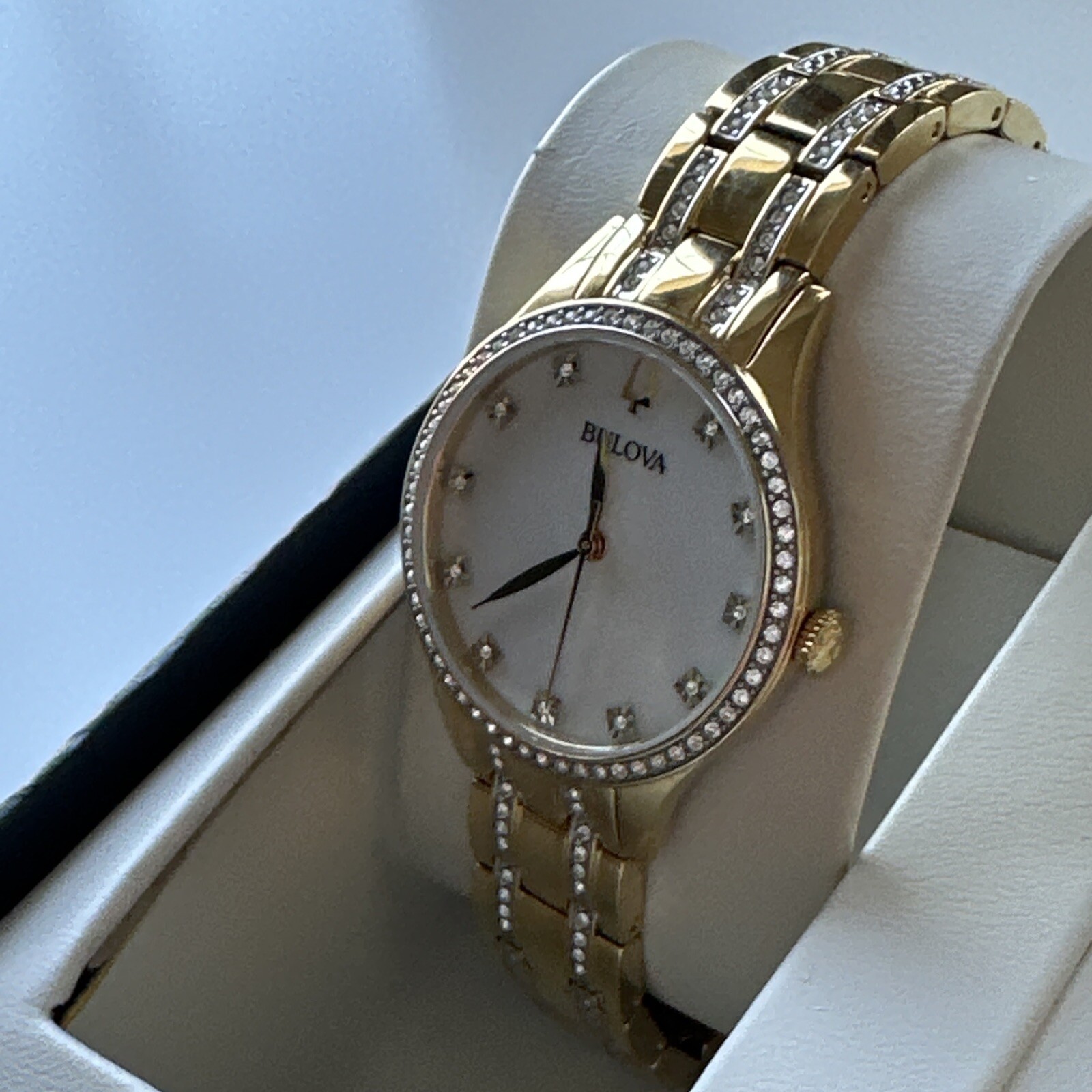 Bulova Box Set with Bangle Bracelets And Crystal Ladies Watch 98X119