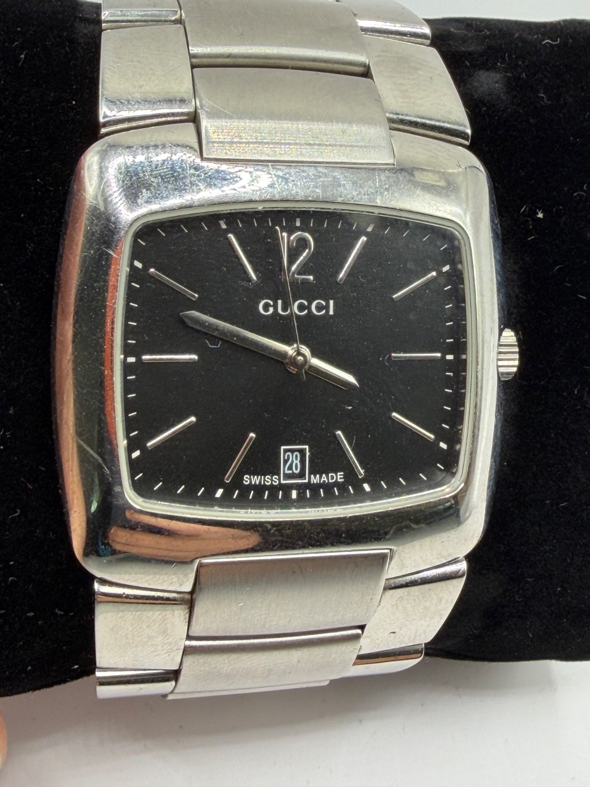 GUCCI 8500M SQUARE DATE BLACK DIAL QUARTZ MEN’S WATCH TESTED WORKING 0001617