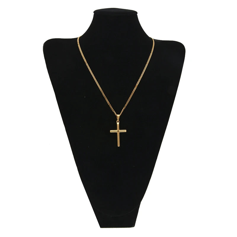 Punk Hip Hop Cross Pendant Clavicle Chain Crystal Jesus Cross Dangle Necklace Si