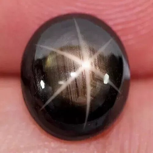 Black Star Sapphire 6 Rays 9.55 Ct Oval Cabochon Natural Loose Gemstone