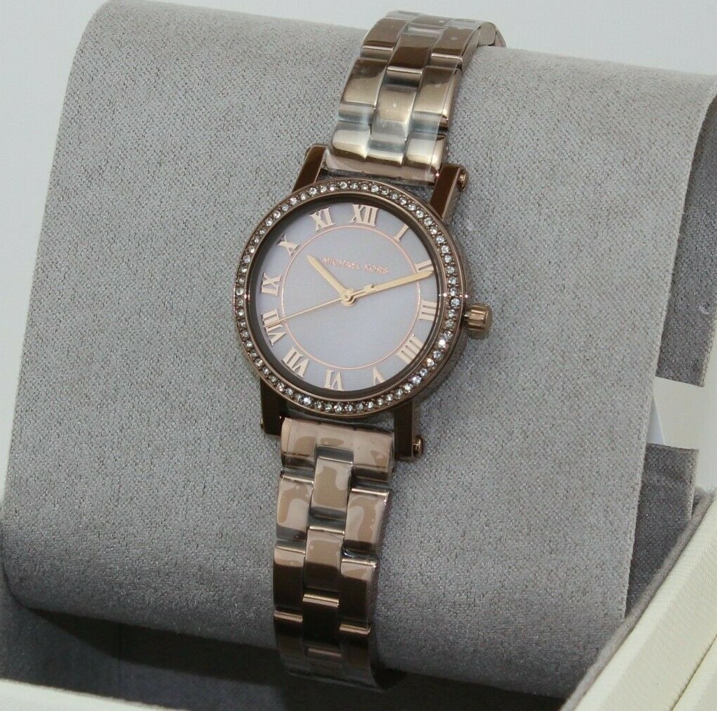NEW AUTHENTIC MICHAEL KORS PETITE NORIE SABLE BROWN CRYSTALS WOMENS MK3683 WATCH