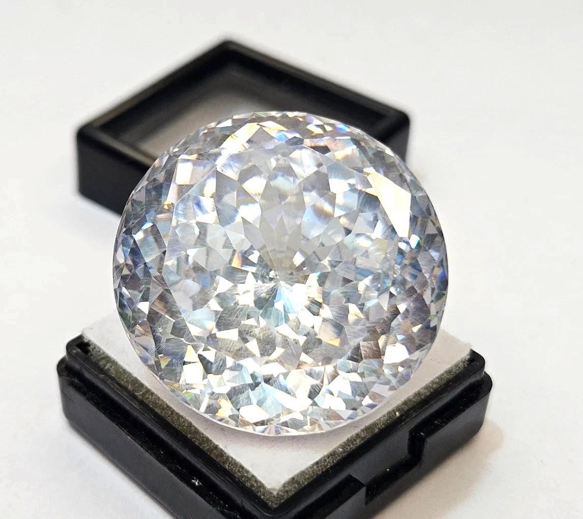 White Zircon Round Cut 70+Ct Cambodian Natural EGL Certified Loose Gemstone