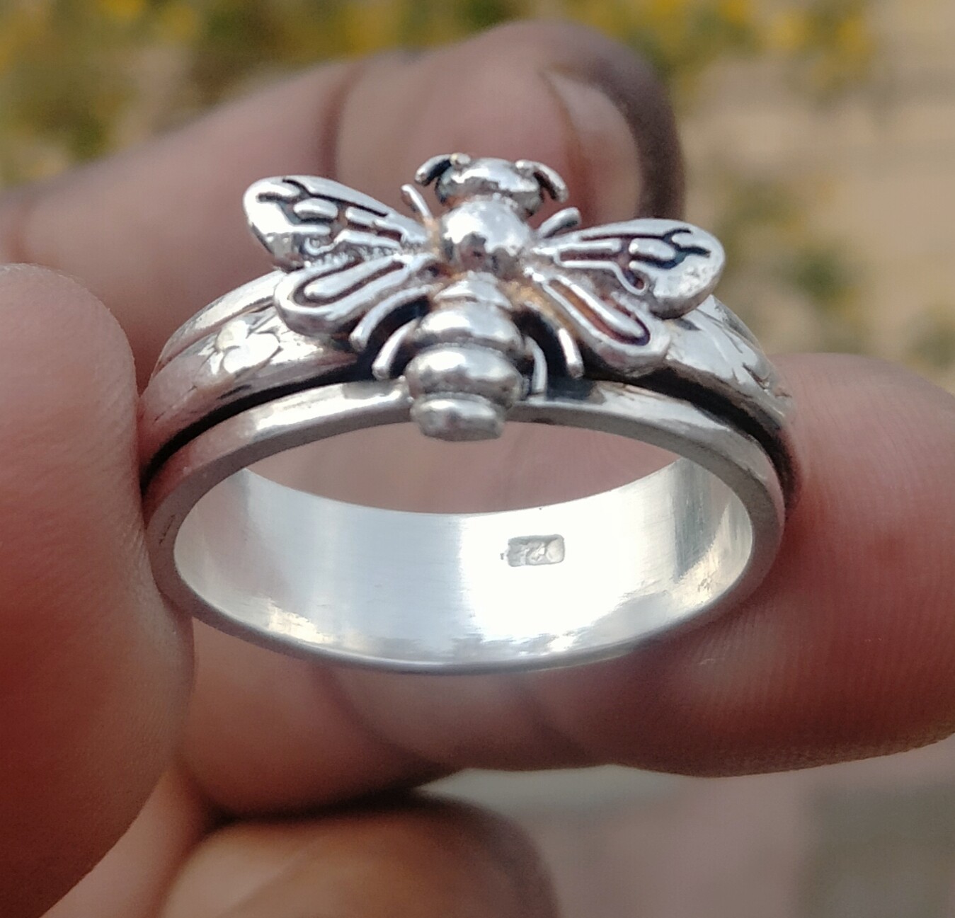 Honey Bee, 925 Sterling silver Band & Spinner Ring Handmade Ring All Size-q-41