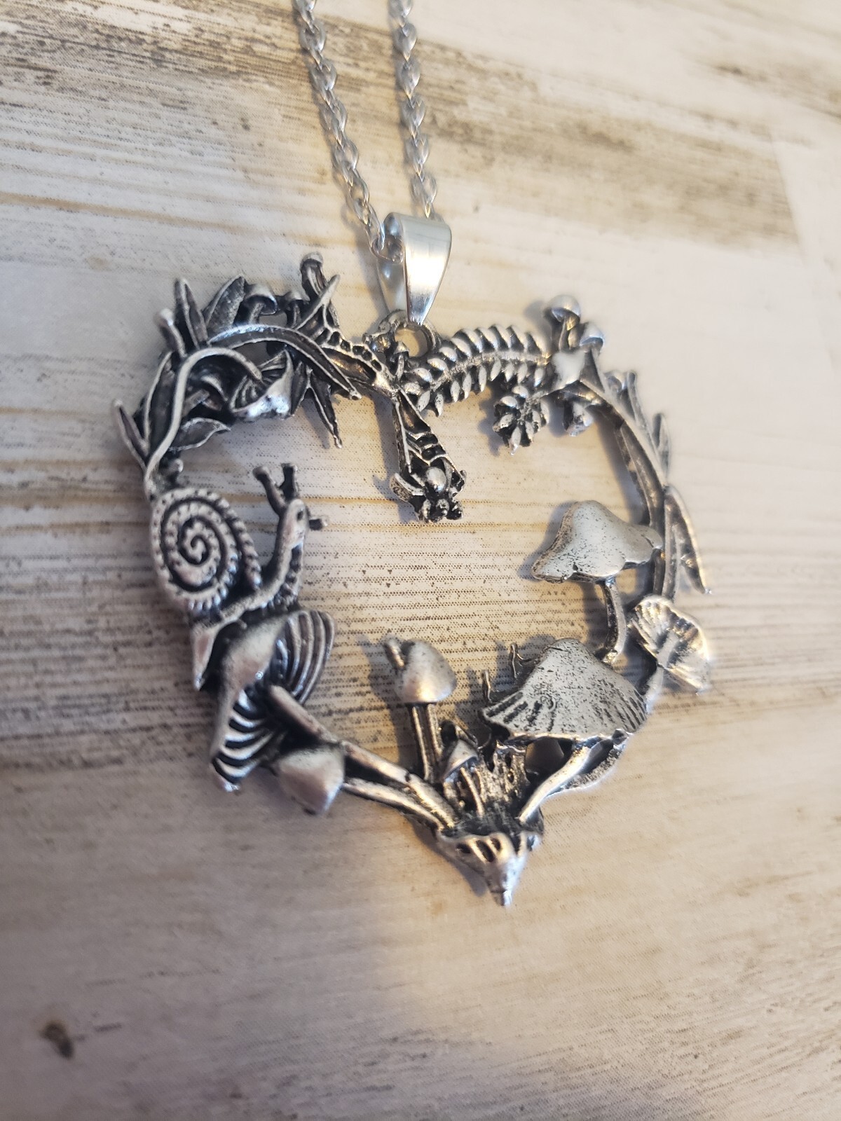 Plant necklace heart mushrooms jewelry love boho hippie gift cute nature floral