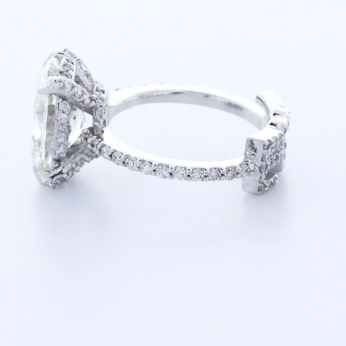 Engagement Ring 14K White Gold Under Halo 3.28 CT Oval Lab-Grown Diamond G VS1