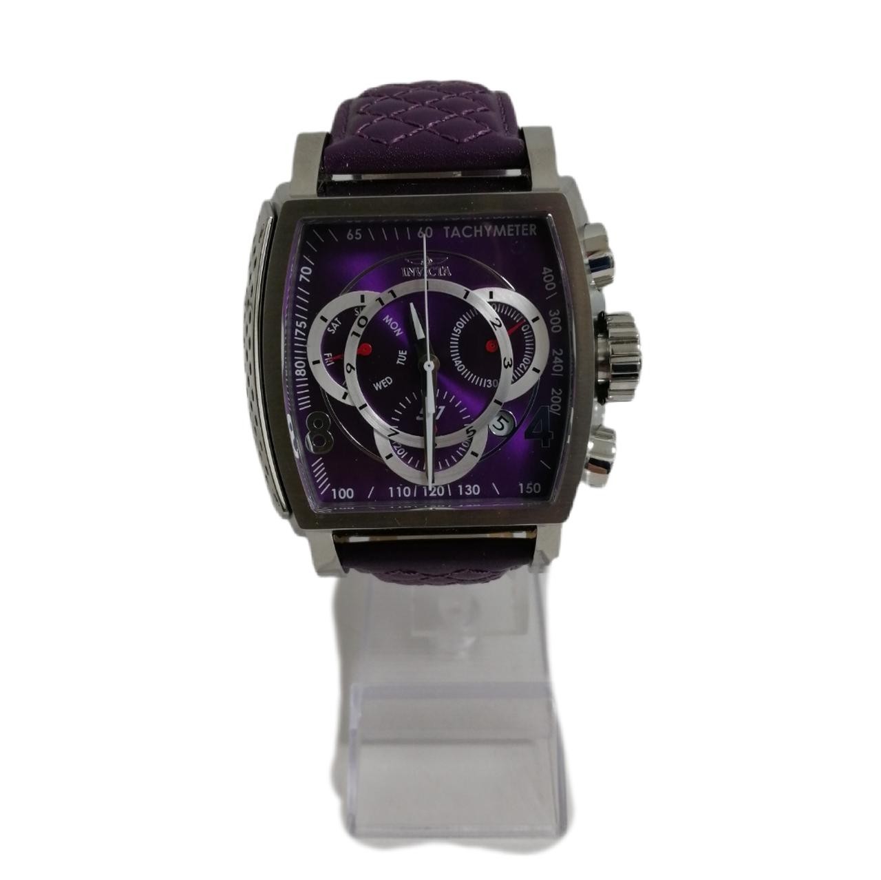 Invicta PUP 44038 Square Quartz Watch 100m Water Resistant Leather Band