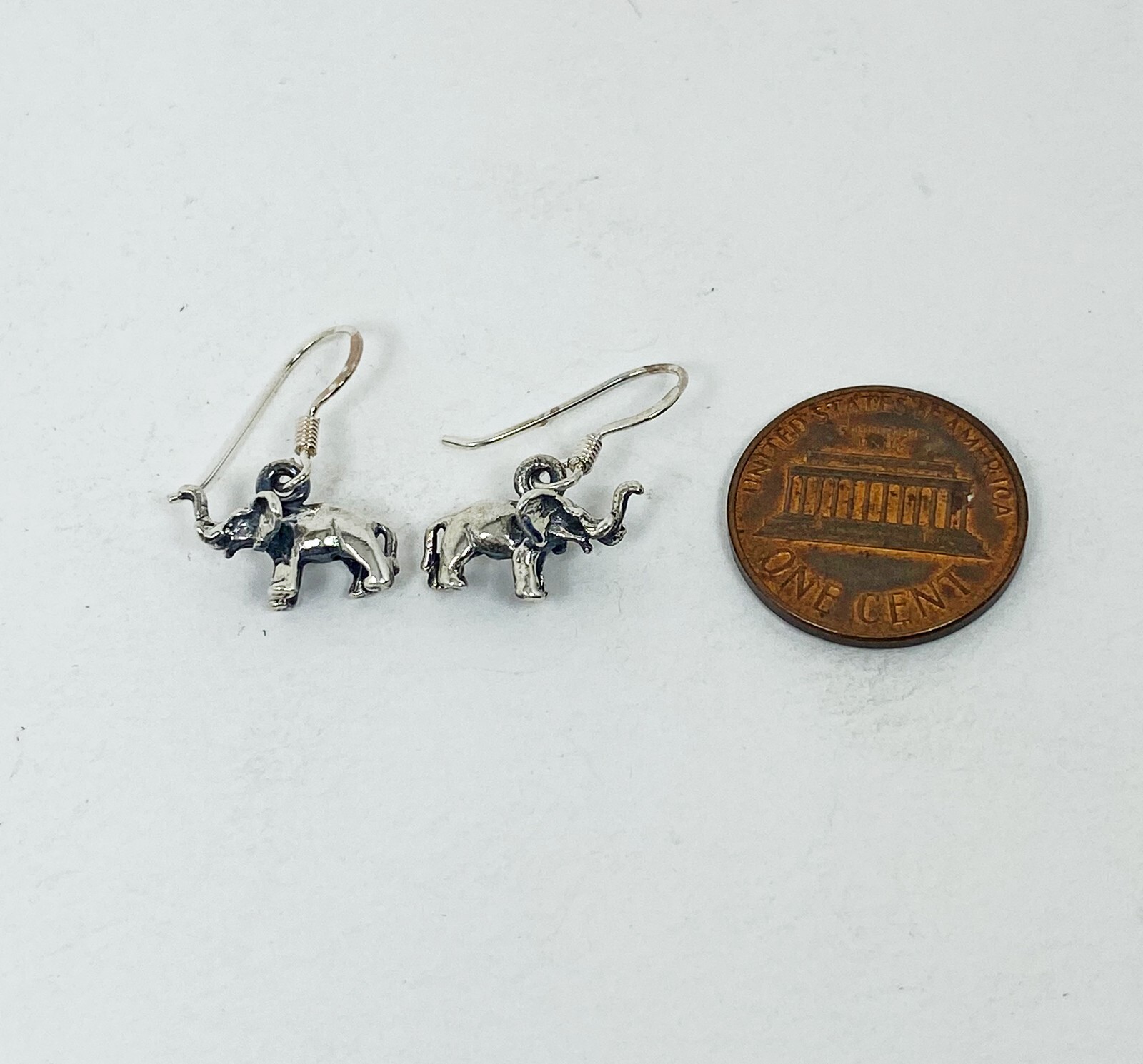 Minimalist Elephant Drop Earrings 925 Sterling Silver, Handmade Safari Jewelry