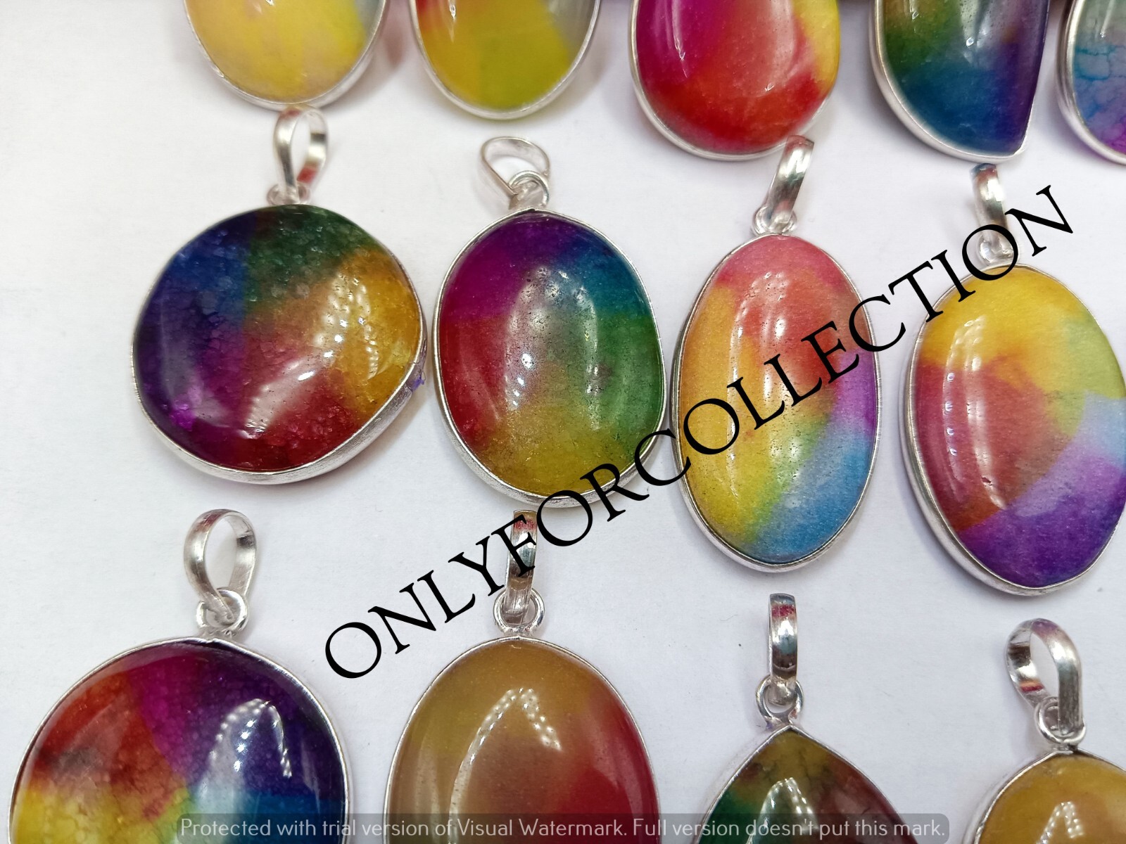 Rainbow Solar Quartz Gemstone 925 Sterling Silver Plated Wholesale Lot Pendants