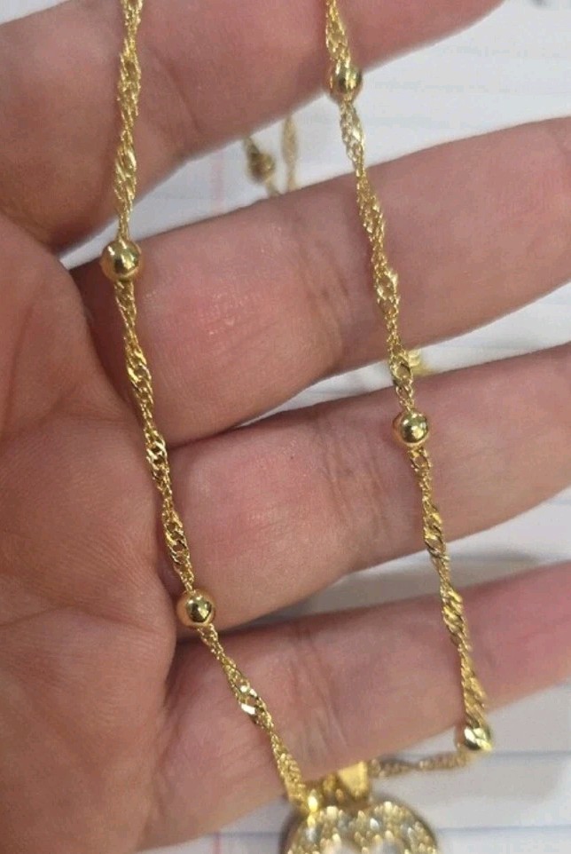 14k Gold Plated 20″ Rope Necklace w/ Heart Key Pavé Rhinestone Charm Pendant
