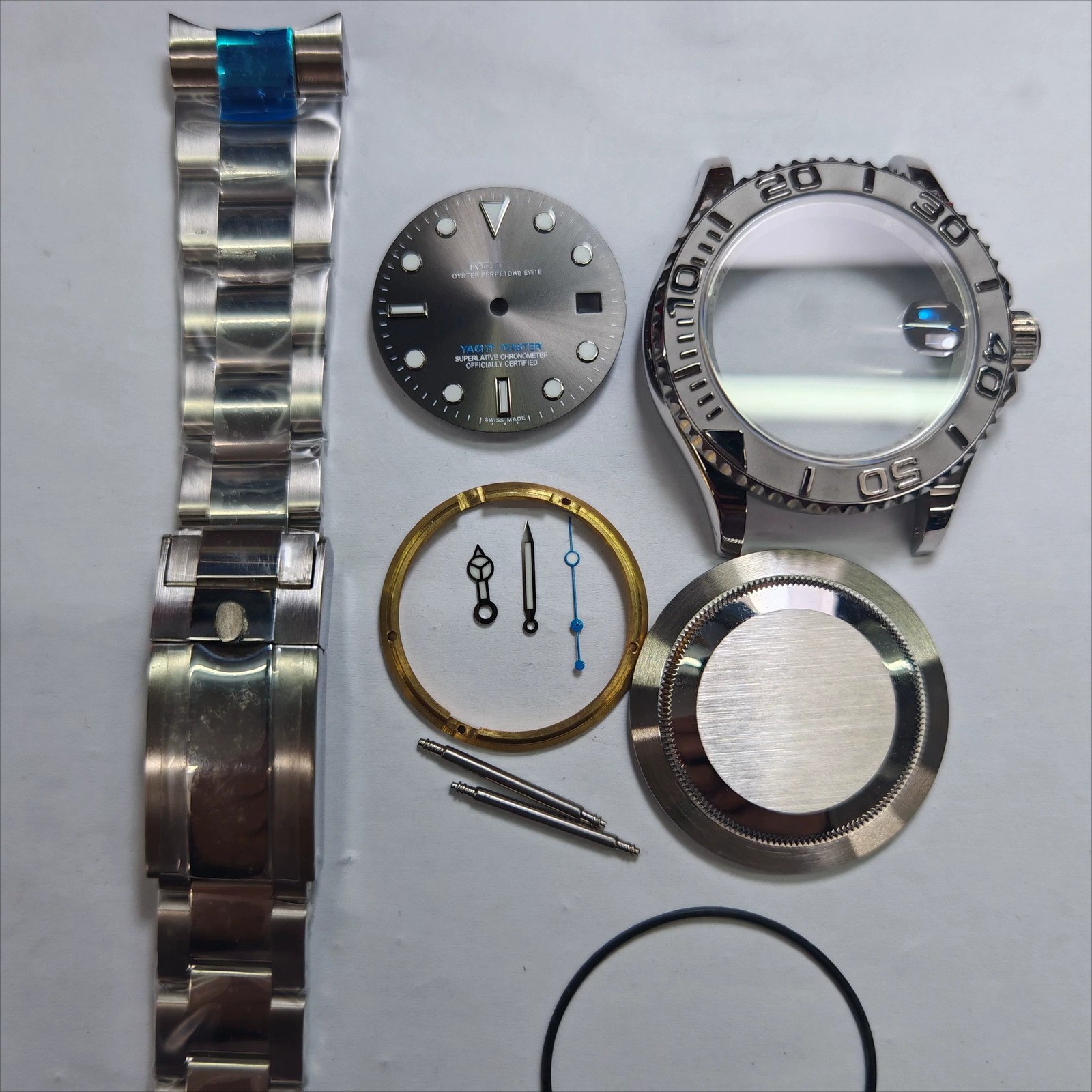 DIY Watch Part Kit for Movement 2836 8215 40mm Watch Case+Dial+Hands+Steel Strap