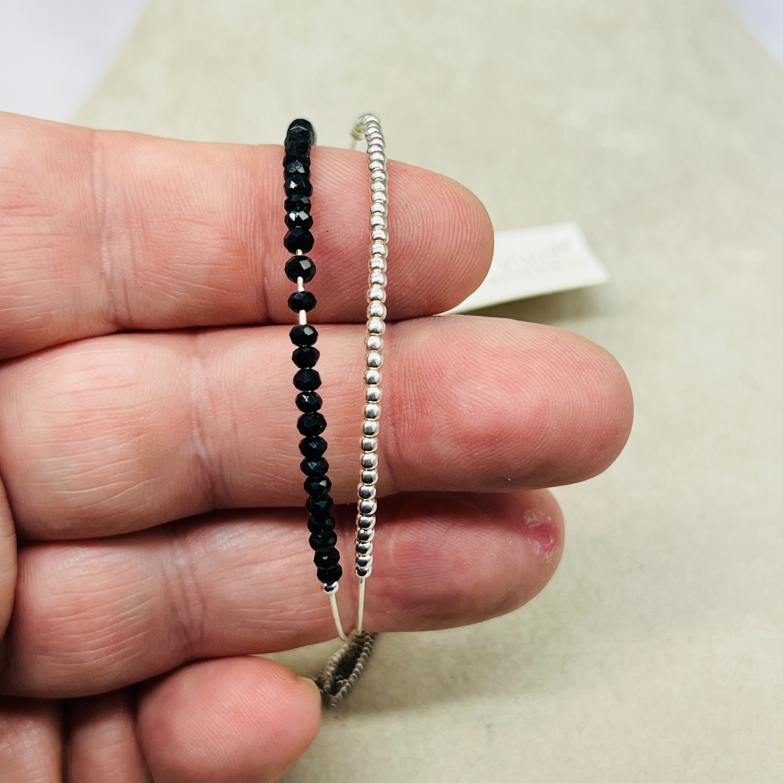 Argento Vivo Sterling Silver 925 Open Cuff Beaded Bracelet Tassel Charm NWT
