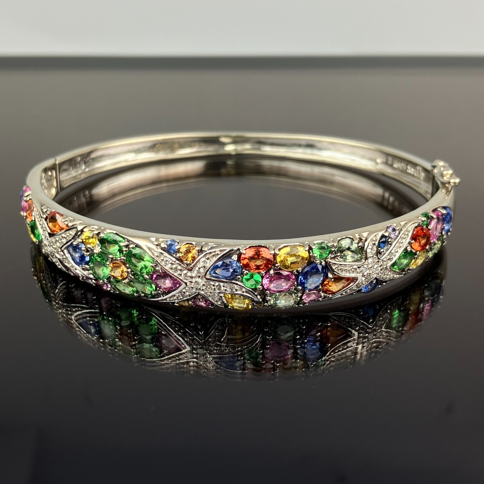 EFFY Watercolors Diamond & Multi-Color Sapphire Bangle Bracelet 7.89 CTW 6.5″