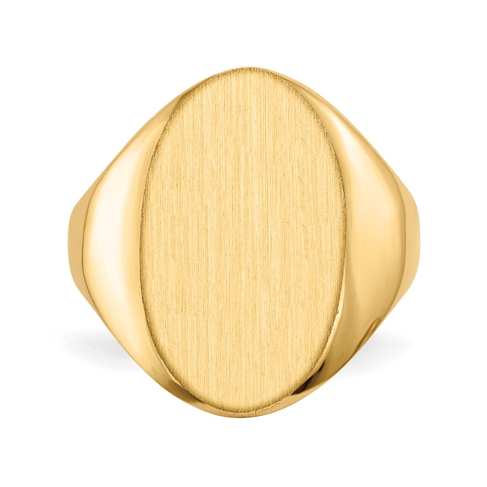 14k Yellow Gold 12.0×17.0mm Oval Open Back Signet Ring – Size 7 Mens Womens
