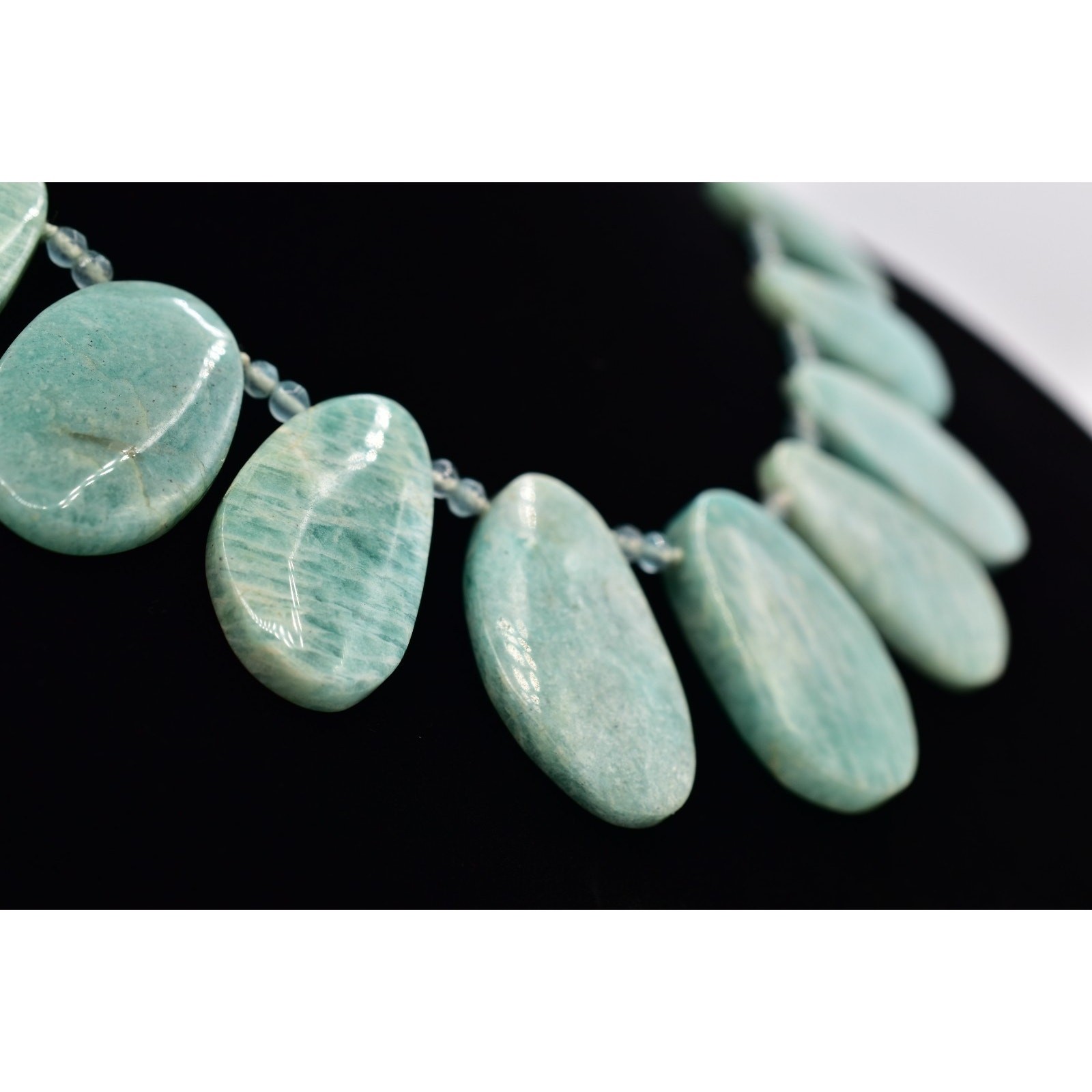 Nest Jewelry Amazonite Petal Necklace Beaded Chunky Aqua Heavy Signed Bin2