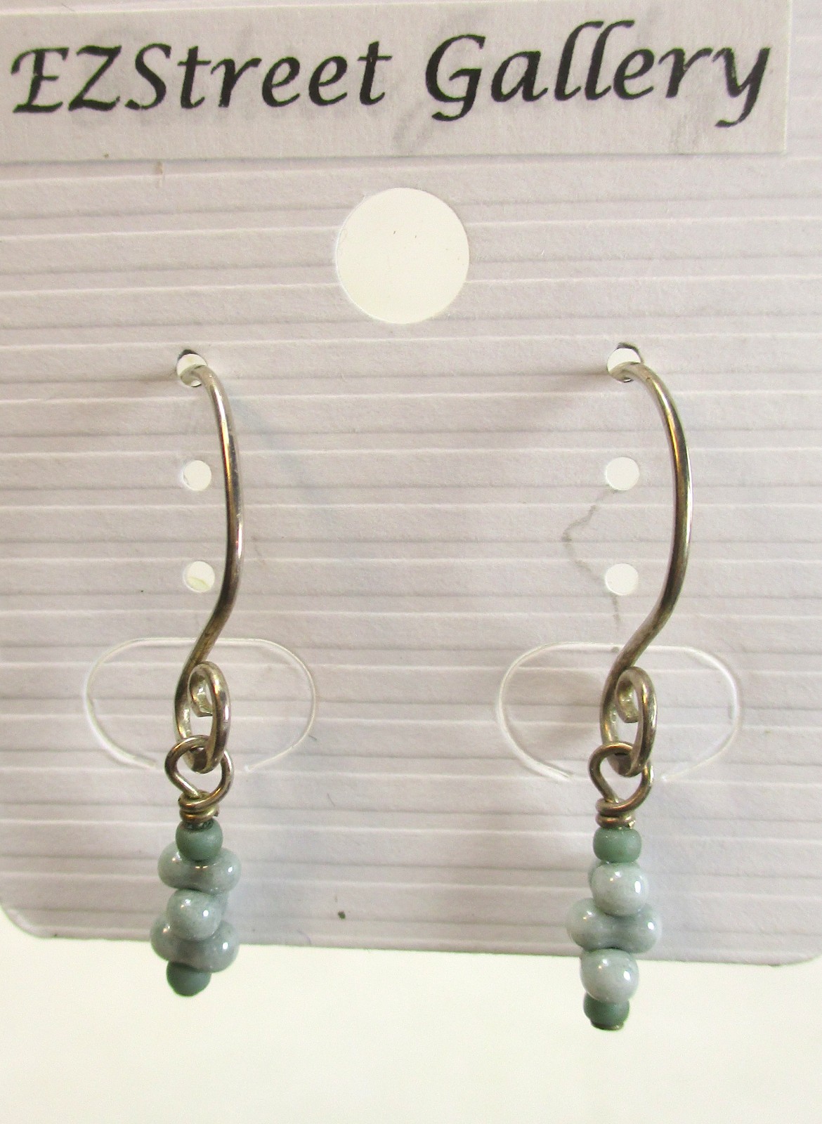 Earrings Sterling Silver Green Beads Handmade 925 Ear Wires