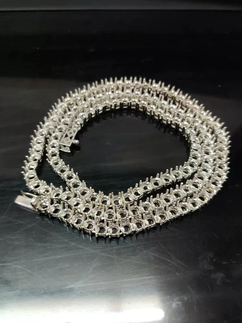 Semi Mount Necklace 5mm Round Necklace Setting Tennis Chain Mounting 925 Silver