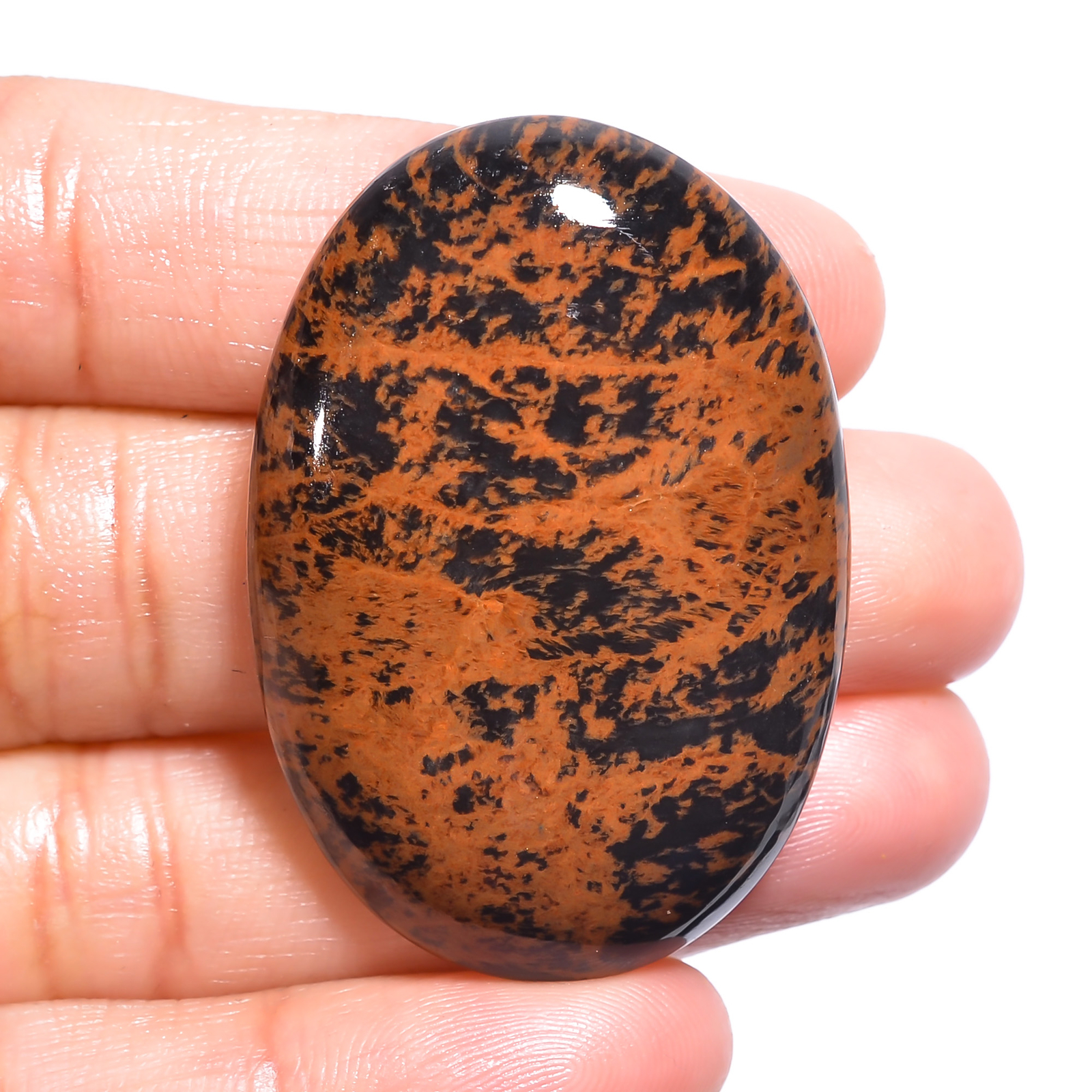 Natural Mahogany Obsidian Oval Cabochon Loose Gemstone 68 Ct 42X29X7 mm EE-26439