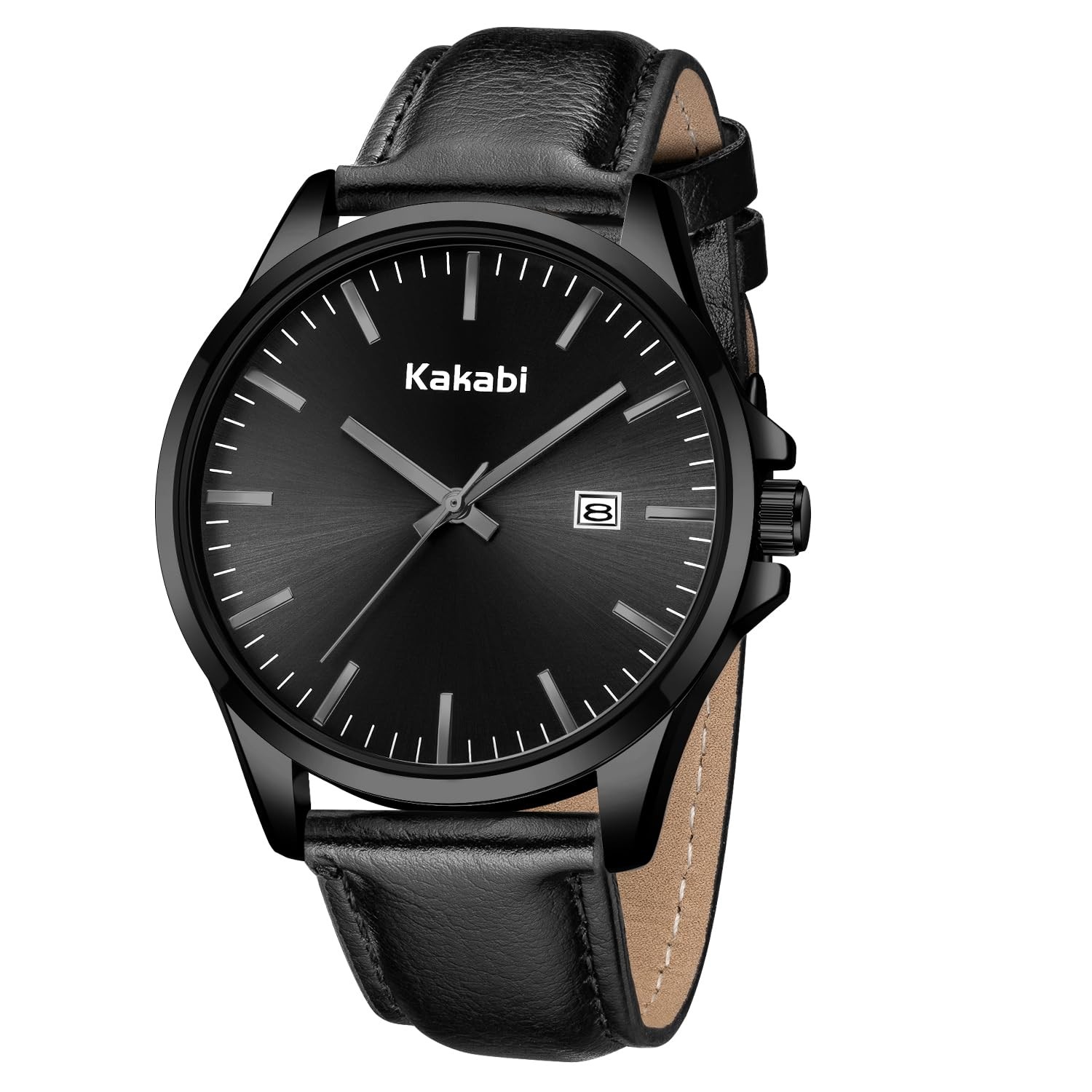 Kakabi Watches for Men, Minimalist Fashion Mens Leather K7303B-AllBlack-P