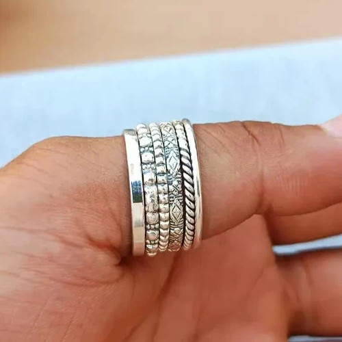 925 Sterling Silver, Solid Silver, Band Ring, Stacking Rings, Set of 6