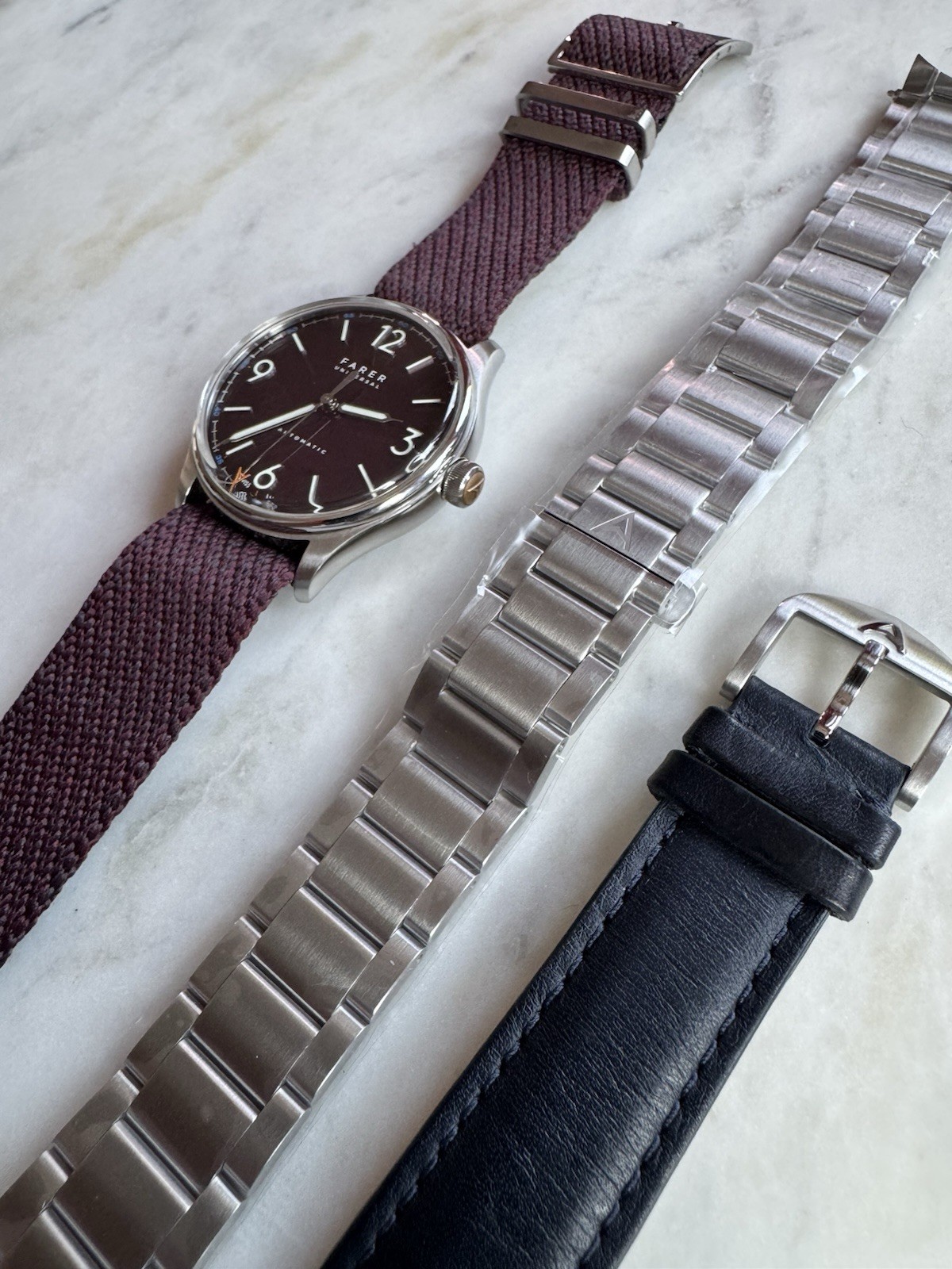 Farer Discovery – Plum Dial, Full Kit, Unworn Bracelet, Warranty