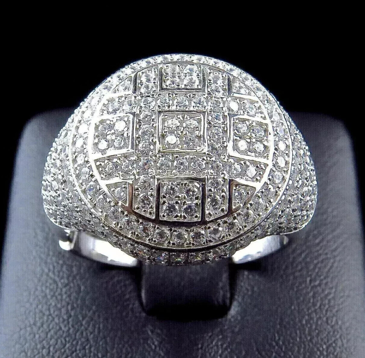 2.55CT Simulated Diamond Elegant Ring Silver Plated Micro Pave Bling Ring