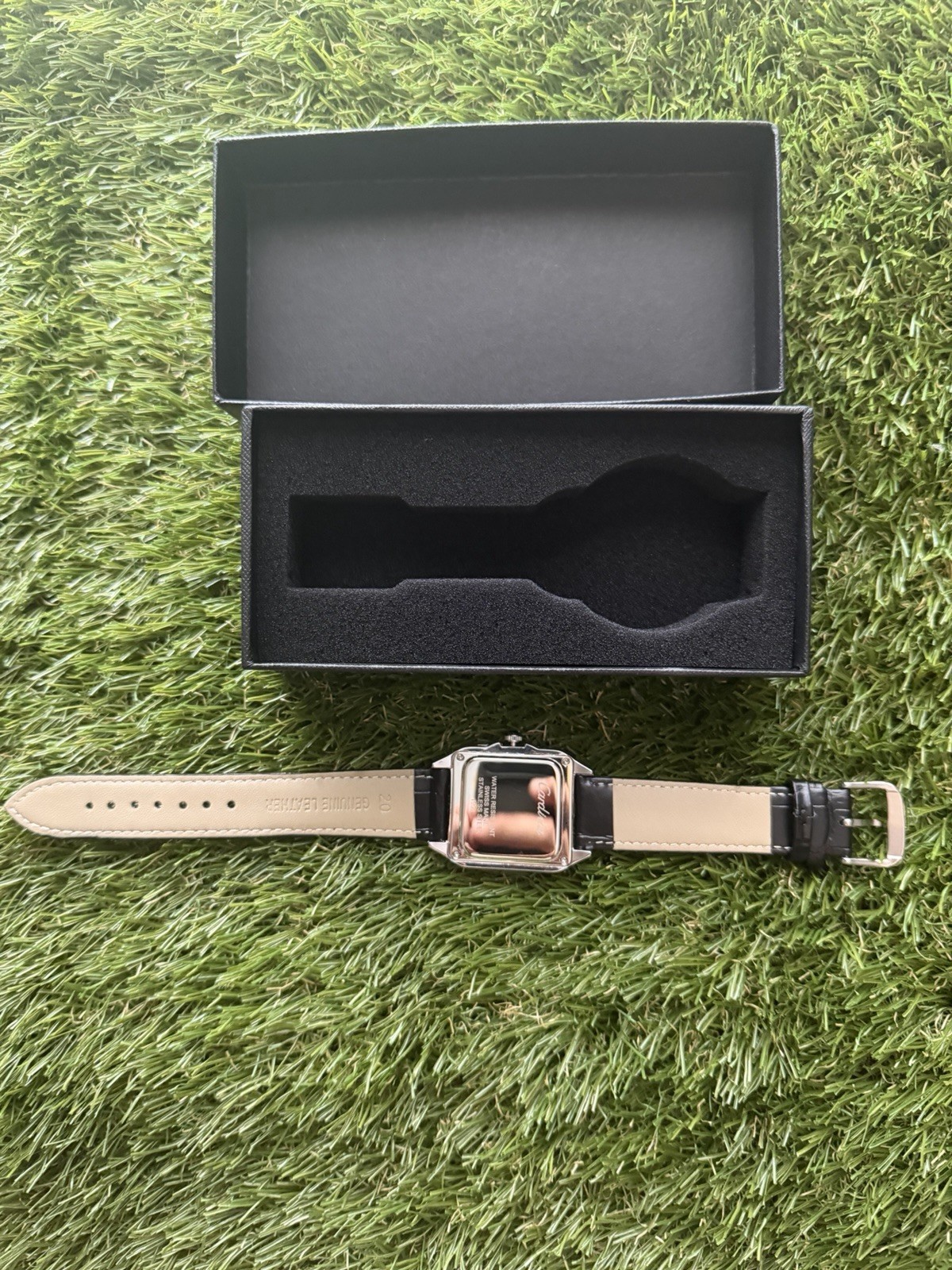 Quartz Silver Dial Roman Numerals Case Black Leather water resistant from 1993