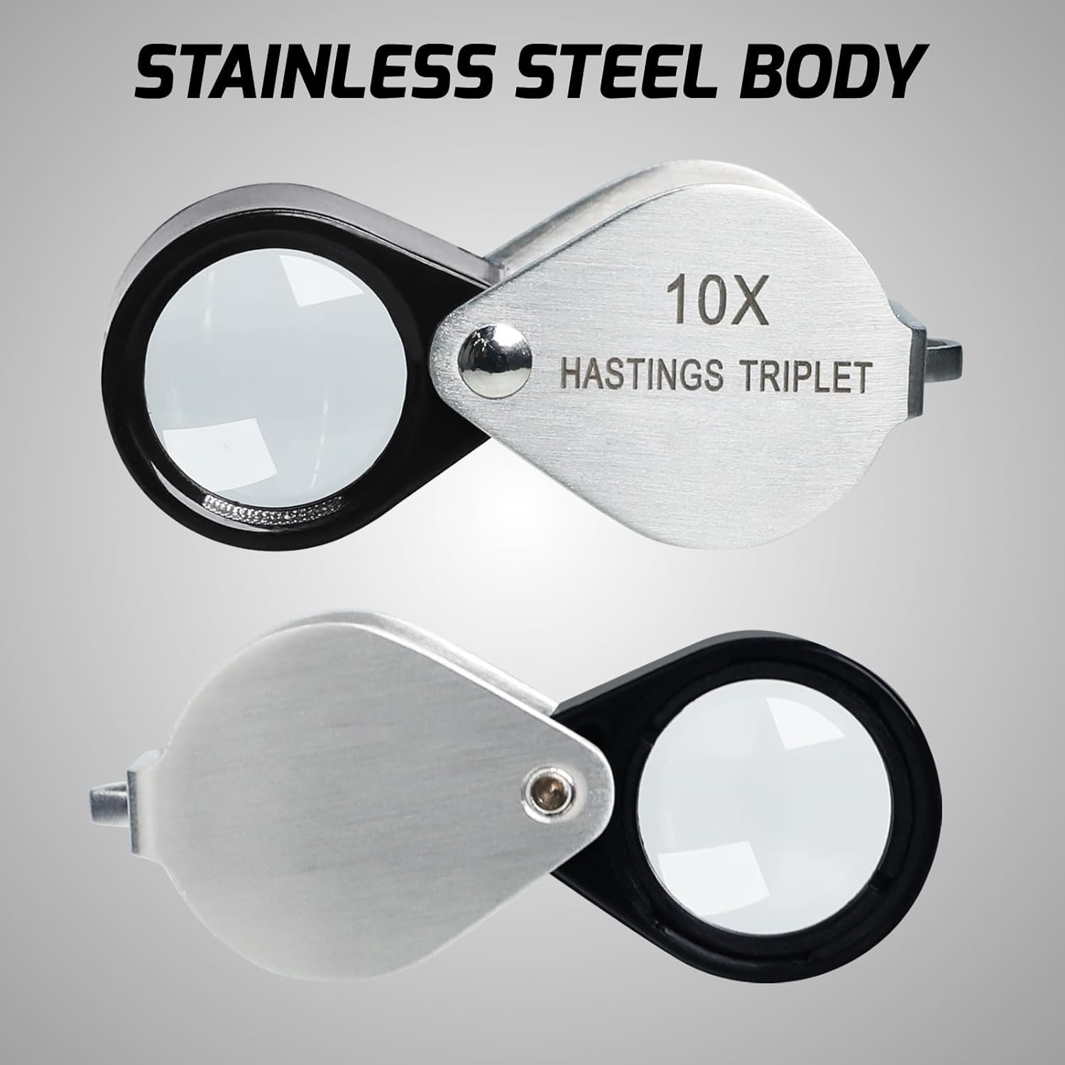 Hastings Triplet Loupe 10X Jeweler’S Loupe with 16Mm Triplet Lens Foldable Tiny