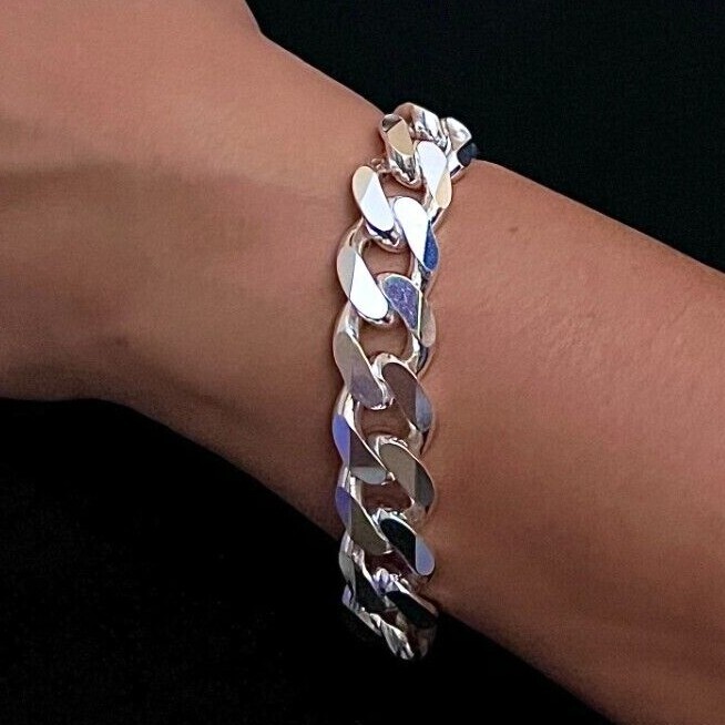 Sterling Silver Thick 9-17 mm Curb Link Bracelets Nickel Free Italy 7-10 inches