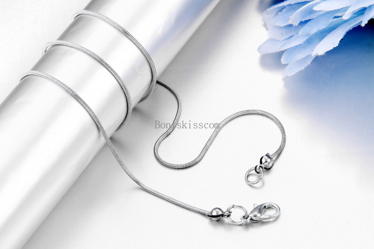 Stainless Steel 1.0mm Thin Round Snake Chain Snake Link Necklace 17 Inch Long