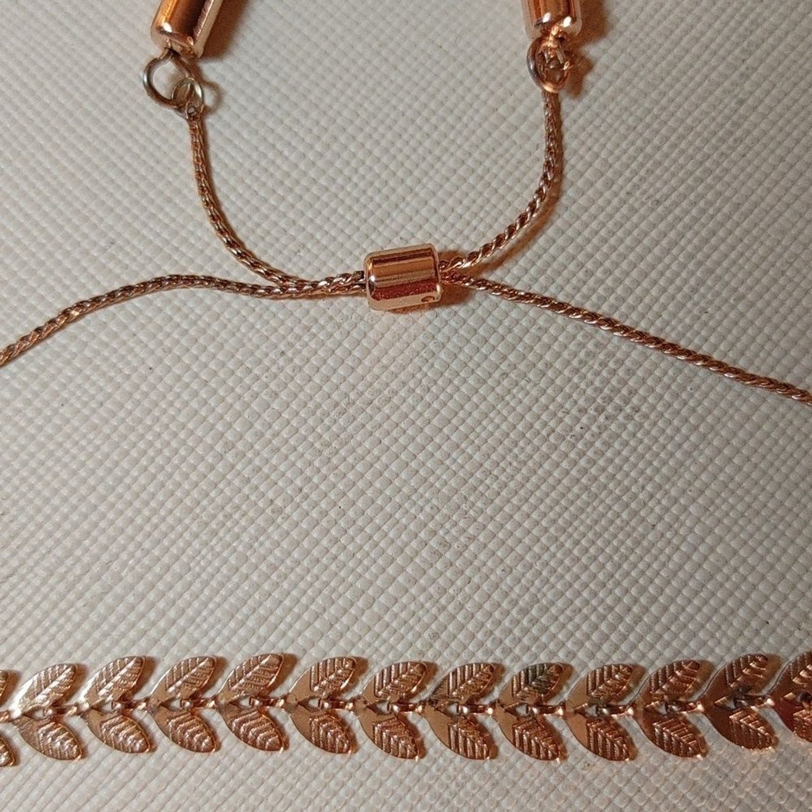 Rose Gold Adjustable Slider Chain Leaf Bracelet