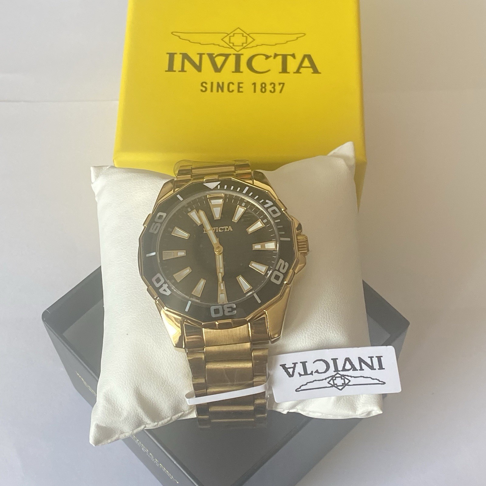 Brand New Invicta Pro Diver Meridian Men’s Quartz Watch 46mm (69236) Black Gold
