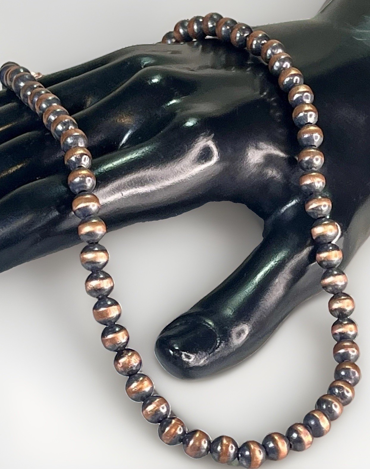 Southwestern 5mm Solid Copper Desert Pearl Hand Strung Necklace 18-20” 15.1g