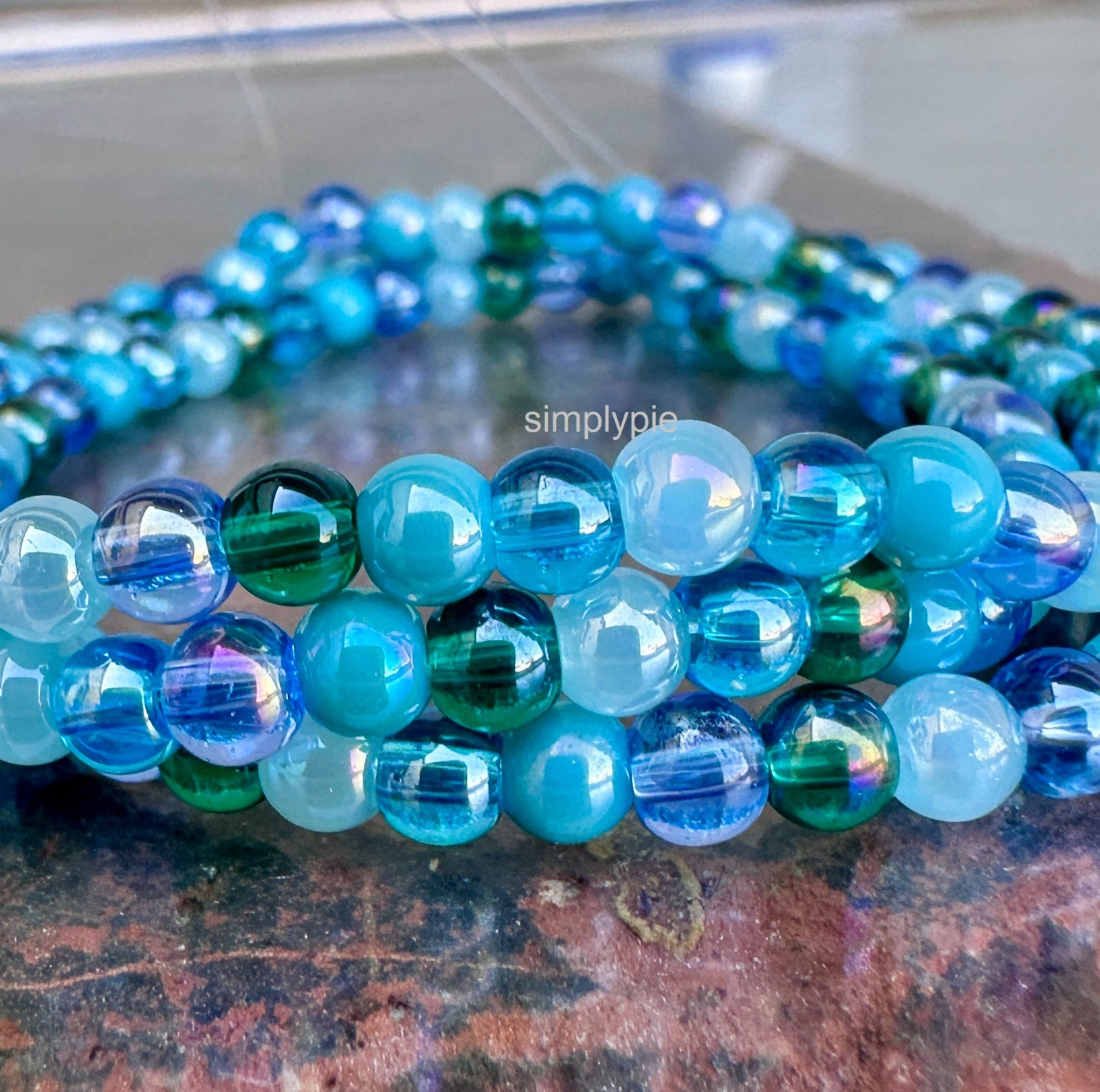 Blue Lagoon Czech Glass Beads 4mm Round 50 Pcs Smooth Druk