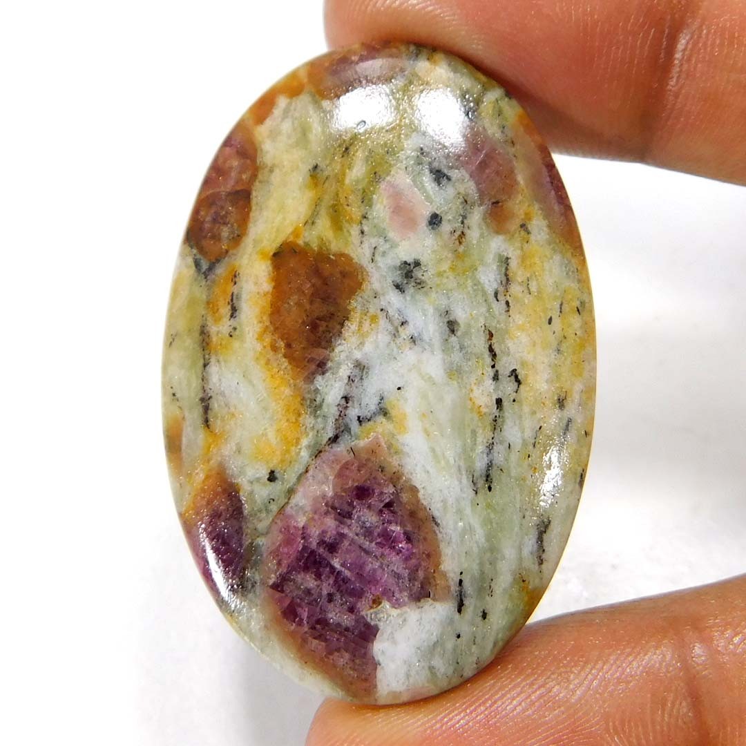 Natural Ruby in Fuchsite 58.85Cts Oval Cabochon Loose Gemstone