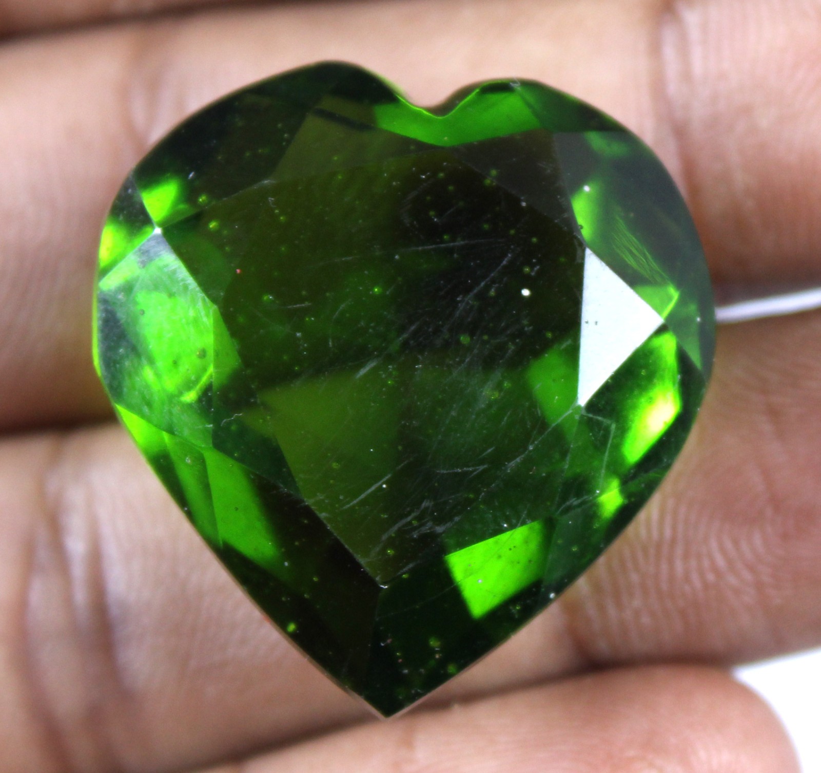 Brazilian Olive Green Peridot 58.85 Ct Heart Shape Gemstone Certified T8875