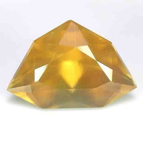 SPIRITUAL UNHEAT CARROT ORANGE COLOR FANCY TRILLION CUT MALI PREHNITE GEM 4.0CT