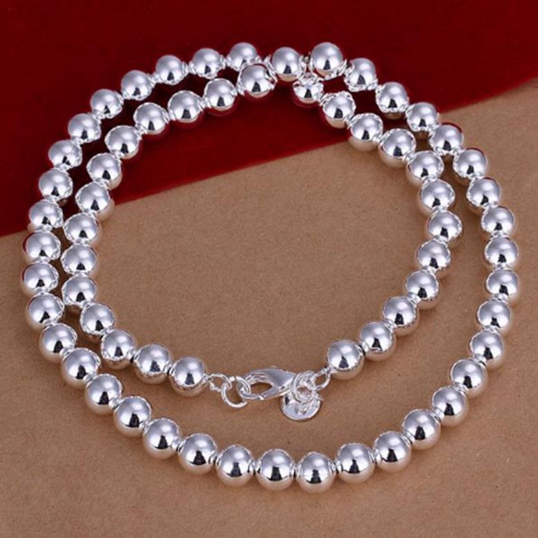Mens Womens 925 Sterling Silver 6mm Hollow Balls Beads 20″ Chain Necklace #N262