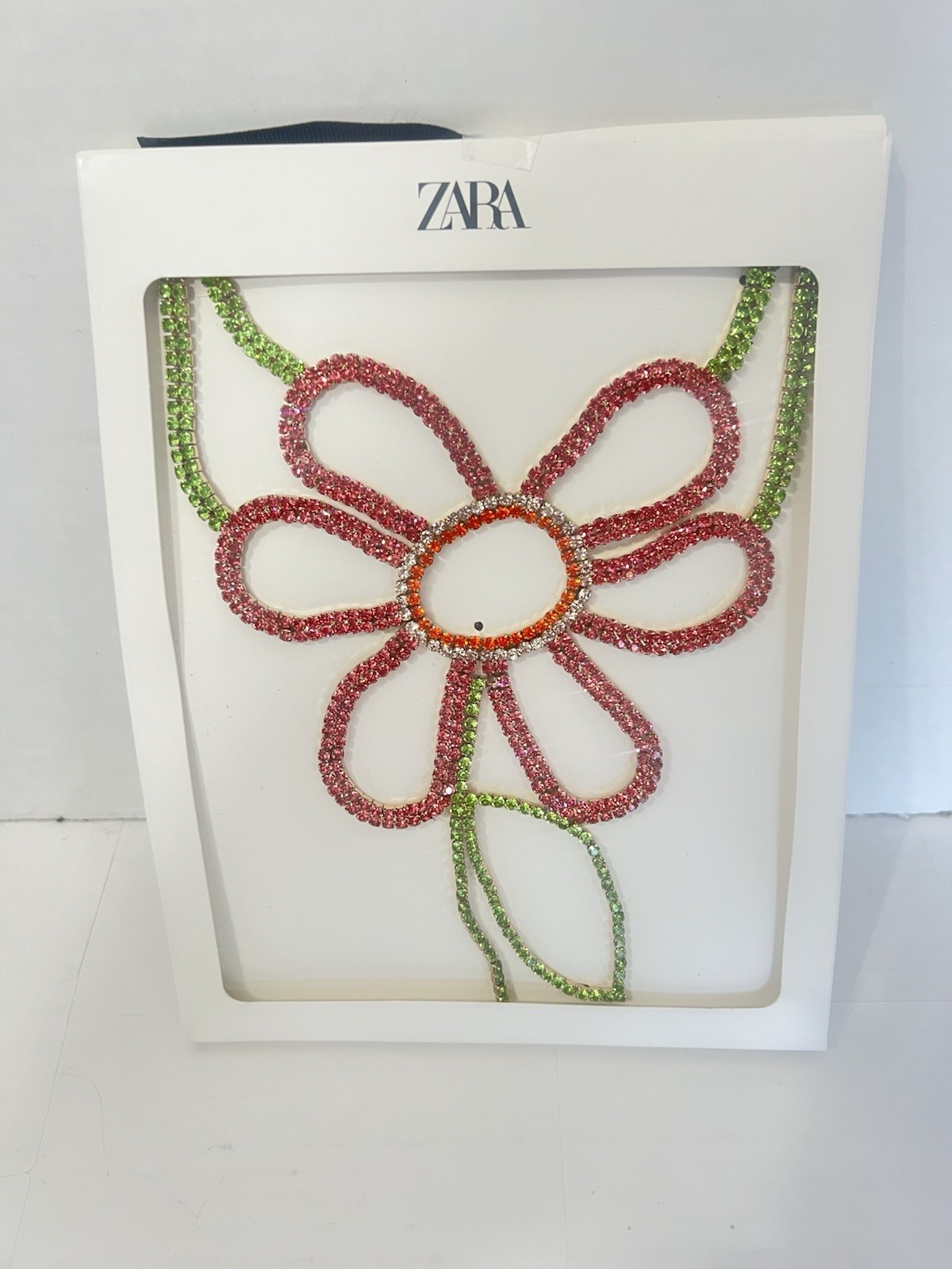 New ZARA Daisy Rhinestone Statement Necklace Special Occasion Unique Y321c
