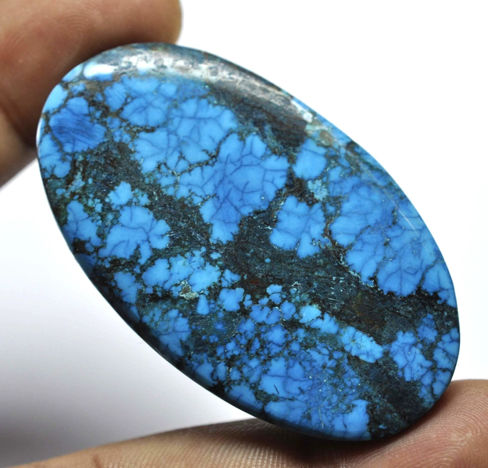 EGL Certified 97.15 Ct Natural Spiderweb Turquoise Blue Oval Cut Loose Gemstone