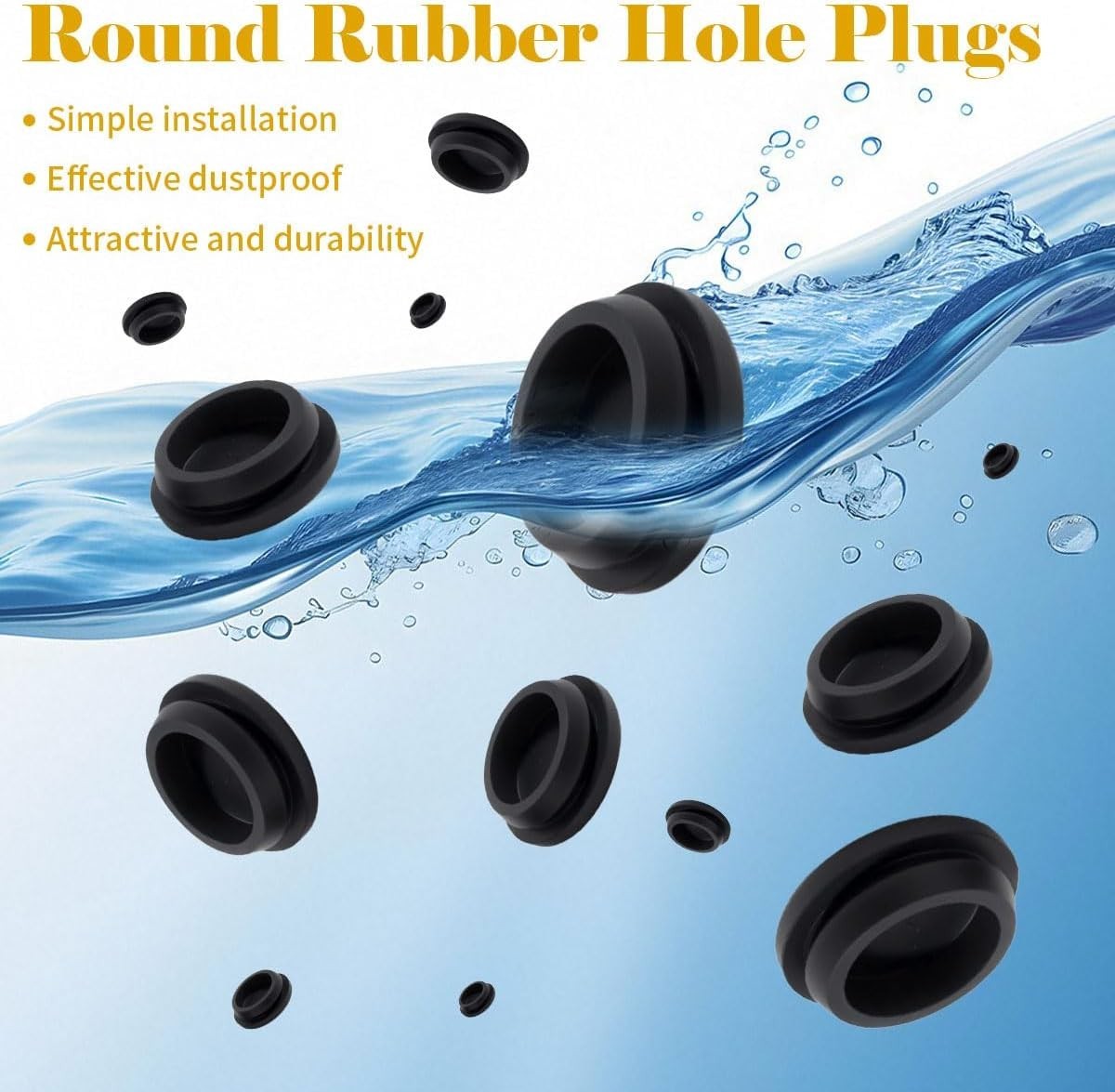 125Pcs Rubber Plugs for Round Holes, Durable and Long Service Life, 8 Sizes Hole