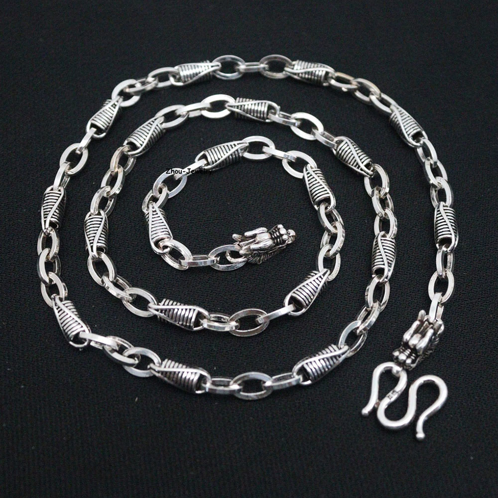 Pure S999 Fine Silver 999 Chain 4mm Cable Link Dragon Chain 29-30g 19.6inch