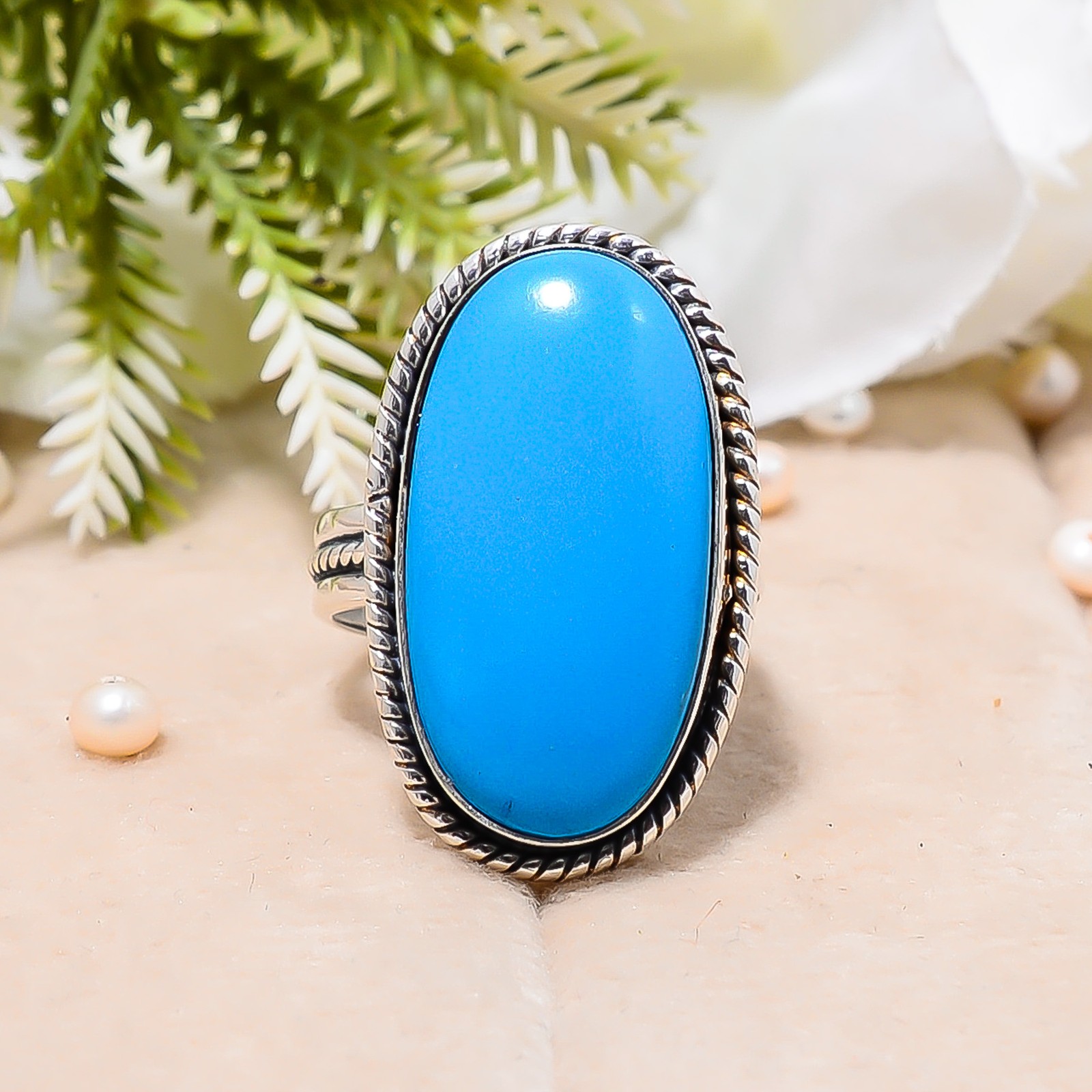 Sleeping Beauty Turquoise 925 Sterling Silver Ring, Christmas Gift, Dainty Ring