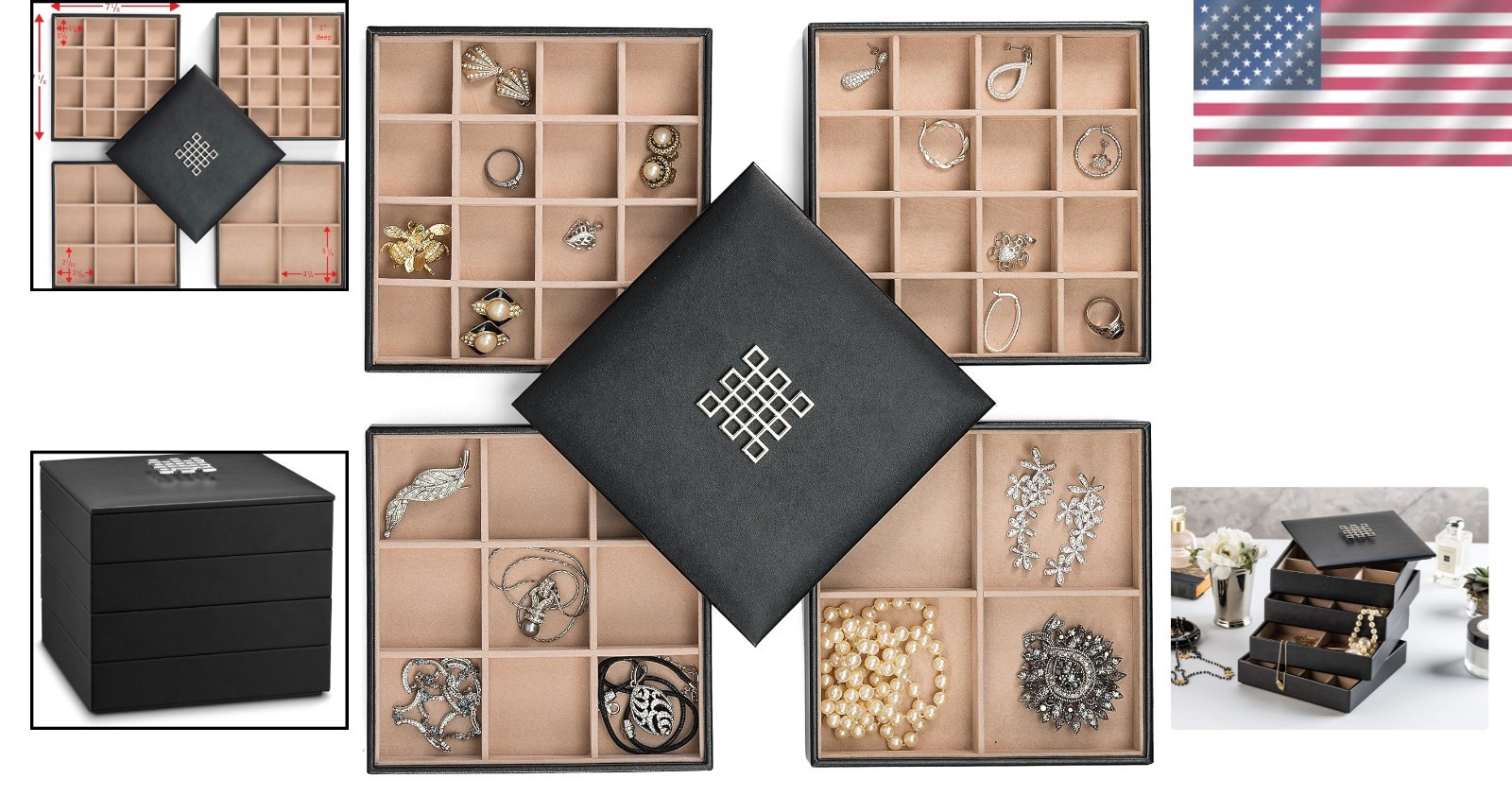 Stylish Jewelry Storage Organizer with 4 Trays and Dust-Free Lid – Perfect Gift